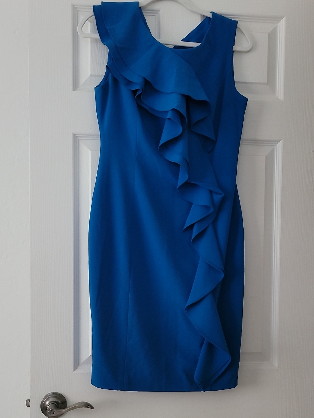 Calvin Klein Royal Blue Ruffle Sheath Dress